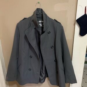 Avenue Women's Gray Double-Breasted Trench Coat